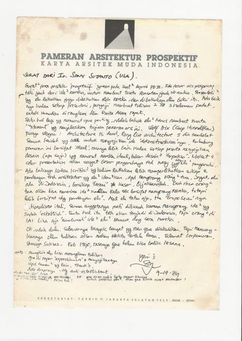 Surat Sonny Sutanto kepada AMI