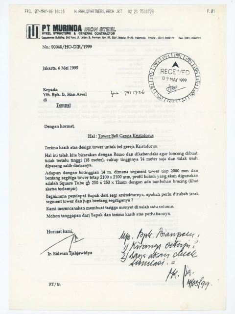 Surat Konfirmasi Tentang Rencana Menara Lonceng