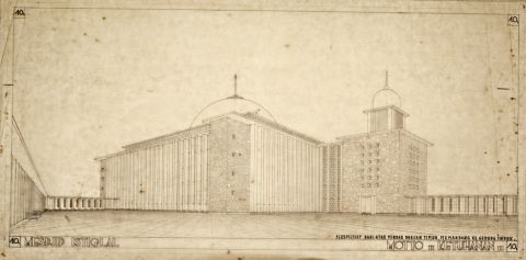 Masjid Istiqlal Motto Ketuhanan - Perspektif dari Teras, Arah Timur Masjid Istiqlal (gambar 10)